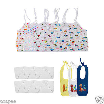MYKID Combo Gift Set of Baby Jabla Nappies and Bibs for Just Born
