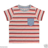 Orange and Orchid Cotton Striped Pocket Kids T-shirt Pack of 3
