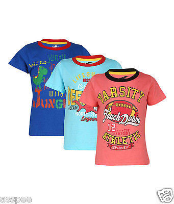 Antshrike Boys Printed Round Neck Cotton Half Sleeve T-Shirt Pack of 3