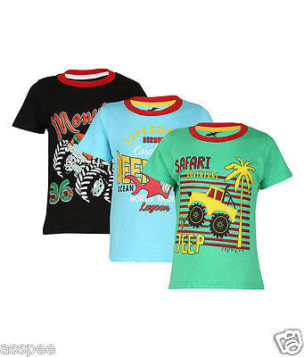 Antshrike Boys Printed Round Neck Cotton Half Sleeve T-Shirt Pack of 3