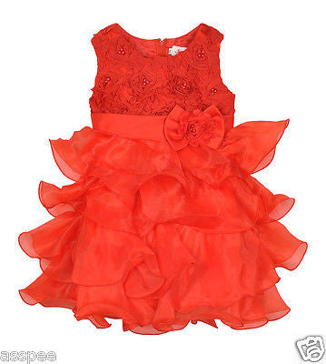 Luke and Lilly  Party wear Designer Princess Girls Frock-Red