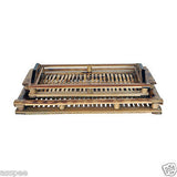 Luke and Lilly Bamboo Craft Tea Tray 2+4Cups Size Top Handled Set Of 2Pcs