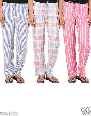 Antshrike Pack of 3 Cotton Woven Women Pyjama Nightwear Pant