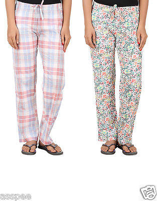 Antshrike Pack of 2 Cotton Woven Women Pyjama Nightwear Pant