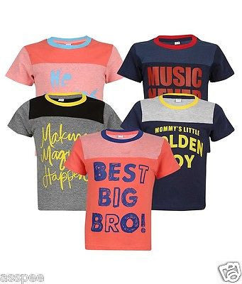 Luke and Lilly Boys Printed Round Neck Cotton Half Sleeve T-Shirt Pack of 5