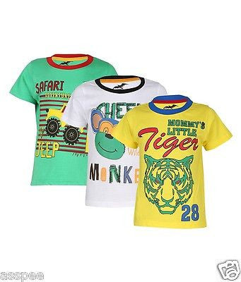 Antshrike Boys Printed Round Neck Cotton Half Sleeve T-Shirt Pack of 3