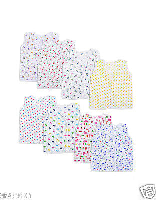 Orange and Orchid Printed Button Type Baby Jhabla Pack of 8 - White