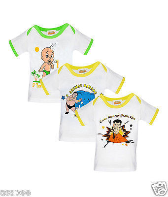 Chhota Bheem Printed Round Neck Cotton T-Shirt for Baby Boy and Girl - Pack of 3