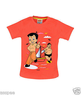 Chhota Bheem with Kalia Printed Round Neck Cotton Red T-Shirt for Baby Boy and G