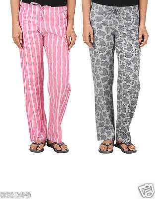 Antshrike Pack of 2 Cotton Woven Women Pyjama Nightwear Pant