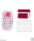 Orange And Orchid Cotton Mosquito Net Bed With Red Color Dry Sheet & Nappy White