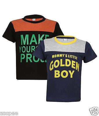 Luke and Lilly Boys Printed Round Neck Cotton Half Sleeve T-Shirt Pack of 2