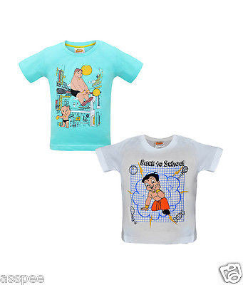 Chhota Bheem Printed Round Neck Cotton T-Shirt for Baby Boy and Girl Pack of 2