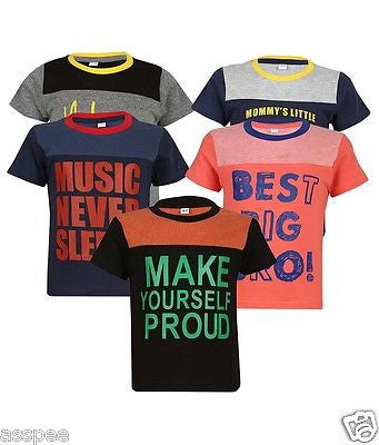 Luke and Lilly Boys Printed Round Neck Cotton Half Sleeve T-Shirt Pack of 5