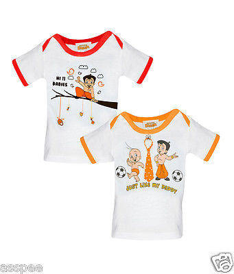 Chhota Bheem Printed Round Neck Cotton T-Shirt for Baby Boy and Girl - Pack of 2