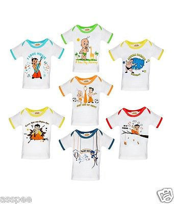 Chhota Bheem Printed Round Neck Cotton T-Shirt for Baby Boy and Girl - Pack of 7