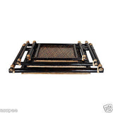 Luke and Lilly Royal Touch Embellished Bamboo Pipe Tea Tray Black Set Of 3 Pcs