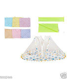 Orange And Orchid Cotton Mosquito Net Bed With  Green Color Dry Sheet & Nappy