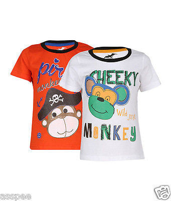 Antshrike Boys Printed Round Neck Cotton Half Sleeve T-Shirt Pack of 2