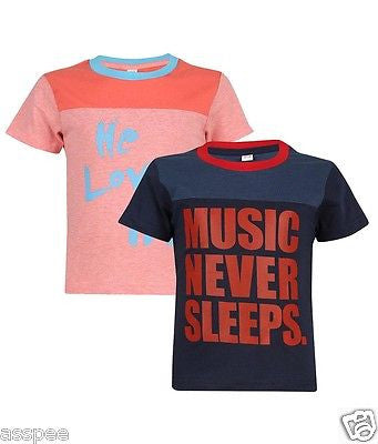 Luke and Lilly Boys Printed Round Neck Cotton Half Sleeve T-Shirt Pack of 2