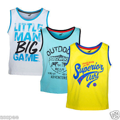 Antshrike Boys Printed Round Neck Cotton Sleeveless T-Shirt Pack of 3