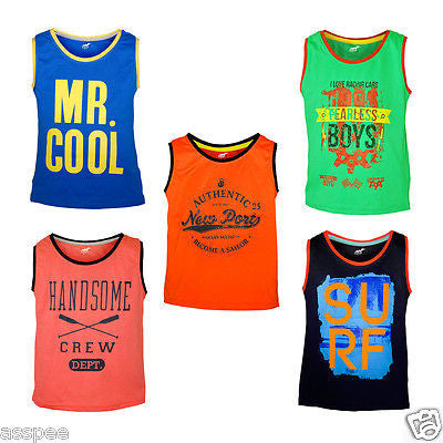 Antshrike Boys Printed Round Neck Cotton Sleeveless T-Shirt Pack of 5