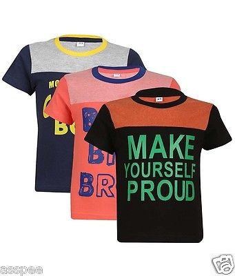 Luke and Lilly Boys Printed Round Neck Cotton Half Sleeve T-Shirt Pack of 3