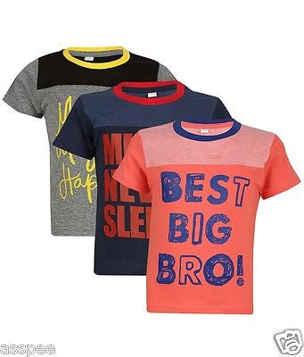 Luke and Lilly Boys Printed Round Neck Cotton Half Sleeve T-Shirt Pack of 3