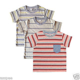 Orange and Orchid Cotton Striped Pocket Kids T-shirt Pack of 3