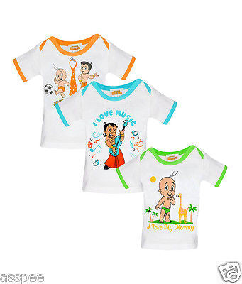 Chhota Bheem Printed Round Neck Cotton T-Shirt for Baby Boy and Girl - Pack of 3