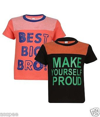 Luke and Lilly Boys Printed Round Neck Cotton Half Sleeve T-Shirt Pack of 2