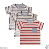 Orange and Orchid Cotton Striped Pocket Kids T-shirt Pack of 3