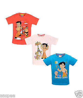 Chhota Bheem Printed Round Neck Cotton T-Shirt for Baby Boy and Girl Pack of 3