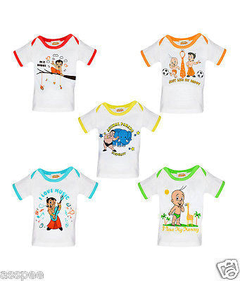 Chhota Bheem Printed Round Neck Cotton T-Shirt for Baby Boy and Girl - Pack of 5