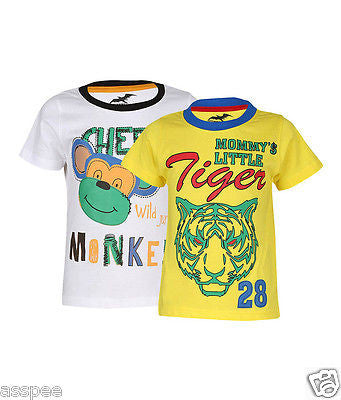 Antshrike Boys Printed Round Neck Cotton Half Sleeve T-Shirt Pack of 2