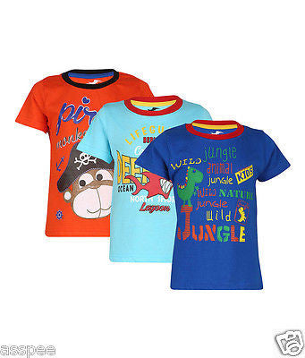 Antshrike Boys Printed Round Neck Cotton Half Sleeve T-Shirt Pack of 3