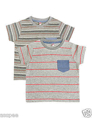 Orange and Orchid Kids Cotton Striped T-shirt Pack of 2
