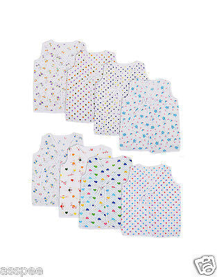 Orange and Orchid Printed Front Knot Baby Jhabla Pack of 8