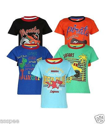 Antshrike Boys Printed Round Neck Cotton Half Sleeve T-Shirt Pack of 5