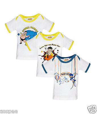 Chhota Bheem Printed Round Neck Cotton T-Shirt for Baby Boy and Girl - Pack of 3