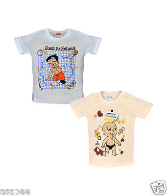 Chhota Bheem Printed Round Neck Cotton T-Shirt for Baby Boy and Girl Pack of 2