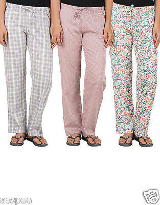 Antshrike Pack of 3 Cotton Woven Women Pyjama Nightwear Pant