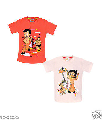 Chhota Bheem Printed Round Neck Cotton T-Shirt for Baby Boy and Girl Pack of 2