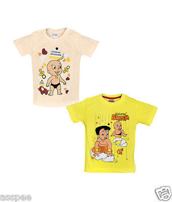 Chhota Bheem Printed Round Neck Cotton T-Shirt for Baby Boy and Girl Pack of 2