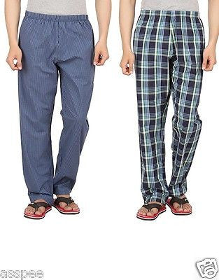 Orange and Orchid Men's Cotton Woven Pyjama Night Pant Pack of 2