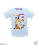 Chhota Bheem Printed Round Neck Cotton White T-Shirt for Baby Boy and Girl