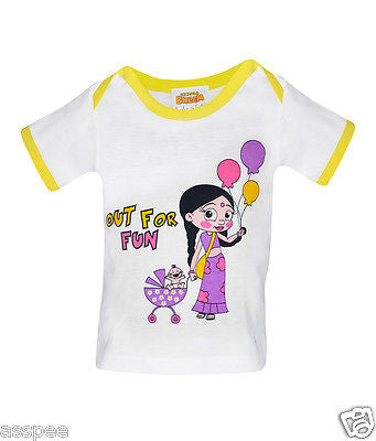 Chhota Bheem Fane Chutki Printed Round Neck Cotton T-Shirt for Baby Boy and Girl