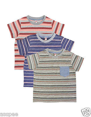 Orange and Orchid Kids Cotton Striped Boys T-shirt Pack of 3