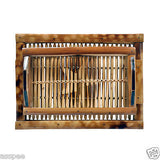 Luke and Lilly Bamboo Craft Tea Tray 2+4Cups Size Top Handled Set Of 2Pcs