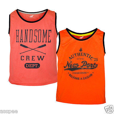 Antshrike Boys Printed Round Neck Cotton Sleeveless T-Shirt Pack of 2